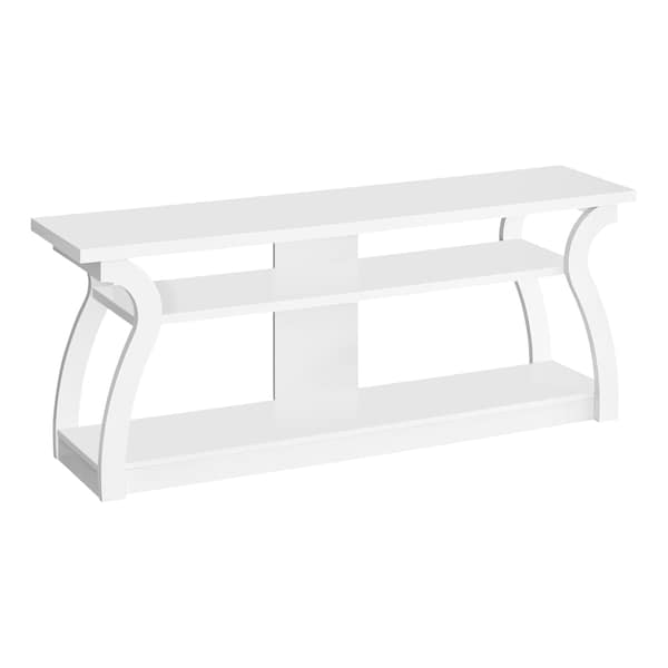 Monarch Specialties Tv Stand, 60 Inch, Console, Storage Shelves, Living Room, Bedroom, Laminate, White - I 2665