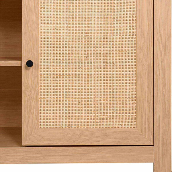 Flash Furniture Malaki 58 Inch Buffet Sideboard w/2 Soft Close Drs and Cntr Shelf, up to 65in. TV's, Natural/Rattan - EV-ET8114-ZZ-NAT-GG
