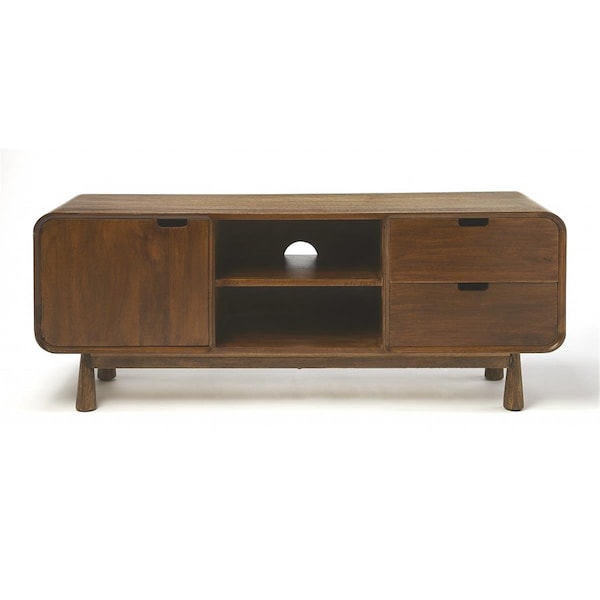 Homeroots 20 x 49.5 x 14 in. Drayton Medium Brown Modern Wood Entertainment Console - 389231