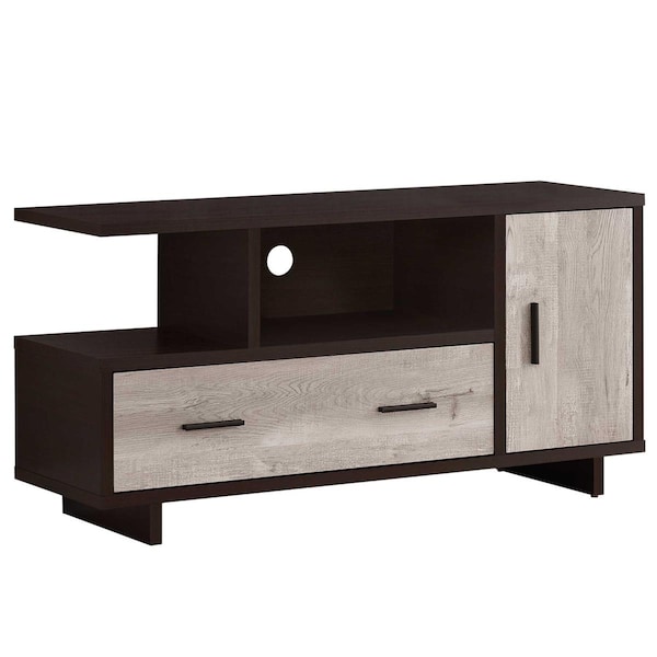 Homeroots Cappuccino & Taupe Reclaimed Wood Look TV Stand, 15.5 x 47.25 x 23.75 in. - 355707