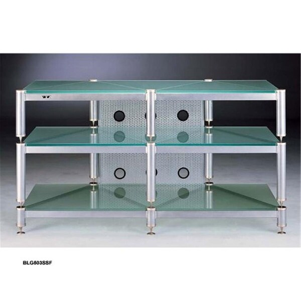 Spark 5 Silver Capspike Black Poles3 Frosted Glass Shelves Stand - SP600564
