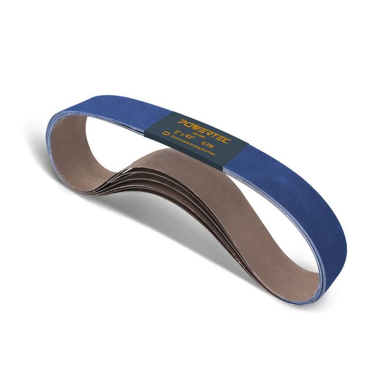 Bandas de lija de circonia de 120 granos de 2 pulgadas x 42 pulgadas para lijadora de banda, lijadora de banda y disco, afilado de cuchillos (paquete de 6) - 424212Z-6