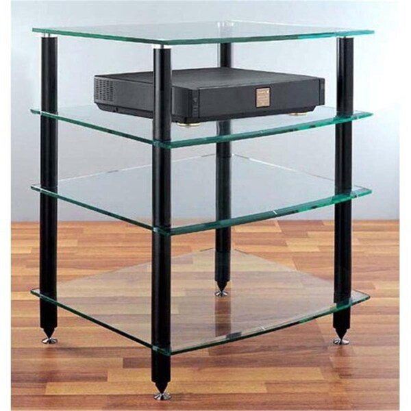 Spark 4 Black Poles 4 Glass Shelves AV Stand - SP584873