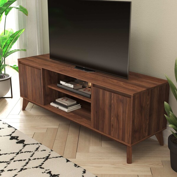 Flash Furniture Walnut 60" TV Stand with Adjustable Middle Shelf - EM-TV1500-WAL-GG