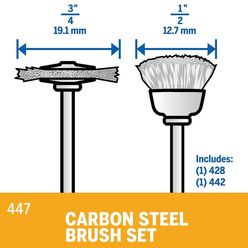Set de cepillos de acero al carbono de 0.75 pulgadas (paquete de 2, 428 y 442) - 447