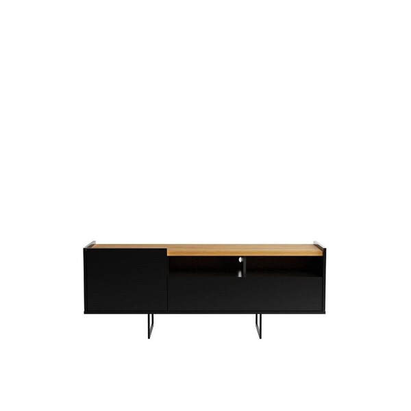 Designed To Furnish 53.14 in. Winston TV Stand with 4 Shelves Black & Cinnamon - DE3068740