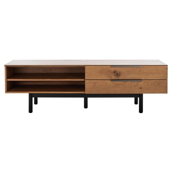 Safavieh Geraldo 2 Drawer Media Stand, Oak & Black - SFV7221A