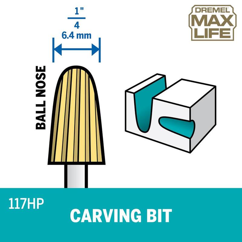 Broca de tallado rotativo de 1/4" Dremel Max Life (paquete de 2) - 117HP