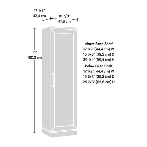 Sauder Homeplus Single Door Pantry Glw , Three adjustable shelves for various storage options - 430332