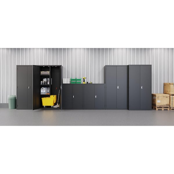 Hirsh Janitorial Cabinet, 18" D x 36" W x 72" H, Black - 24033