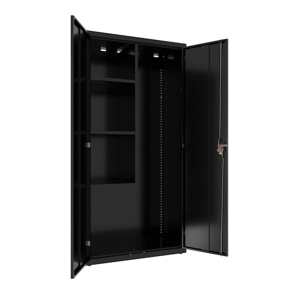 Hirsh Janitorial Cabinet, 18" D x 36" W x 72" H, Black - 24033