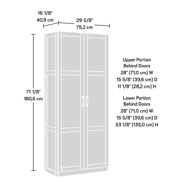 Sauder Storage Cabinet - 16 Deep Ss , Four adjustable shelves for flexible storage options - 426125