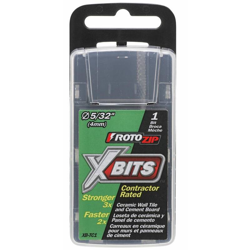 Broca Rotozip X-Bit de 5/32 in. para cortar azulejos con herramienta rotativa para tablero base, tablero duro, Fiberock y tablero de cemento - XB-TC1