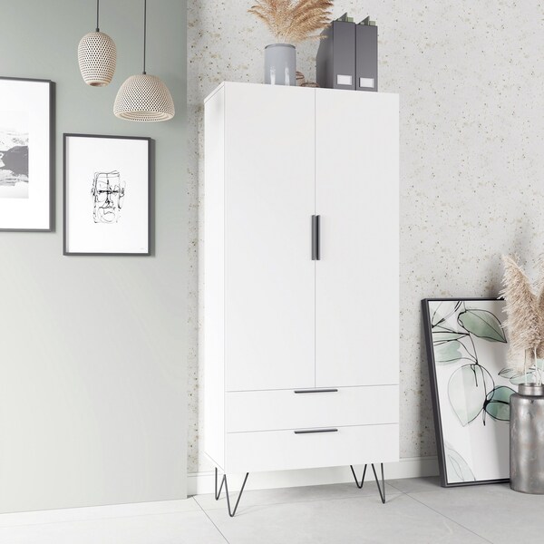 Manhattan Comfort Beekman 67.32 Tall Cabinet with 6 Shelves in White - 401AMC198