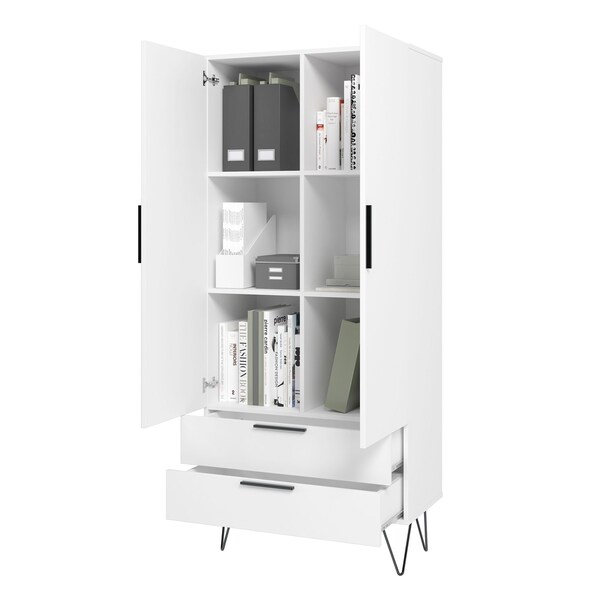 Manhattan Comfort Beekman 67.32 Tall Cabinet with 6 Shelves in White - 401AMC198