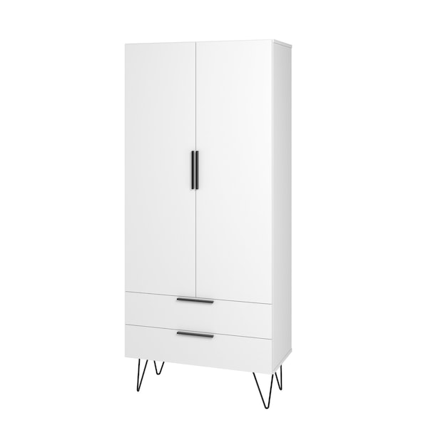Manhattan Comfort Beekman 67.32 Tall Cabinet with 6 Shelves in White - 401AMC198
