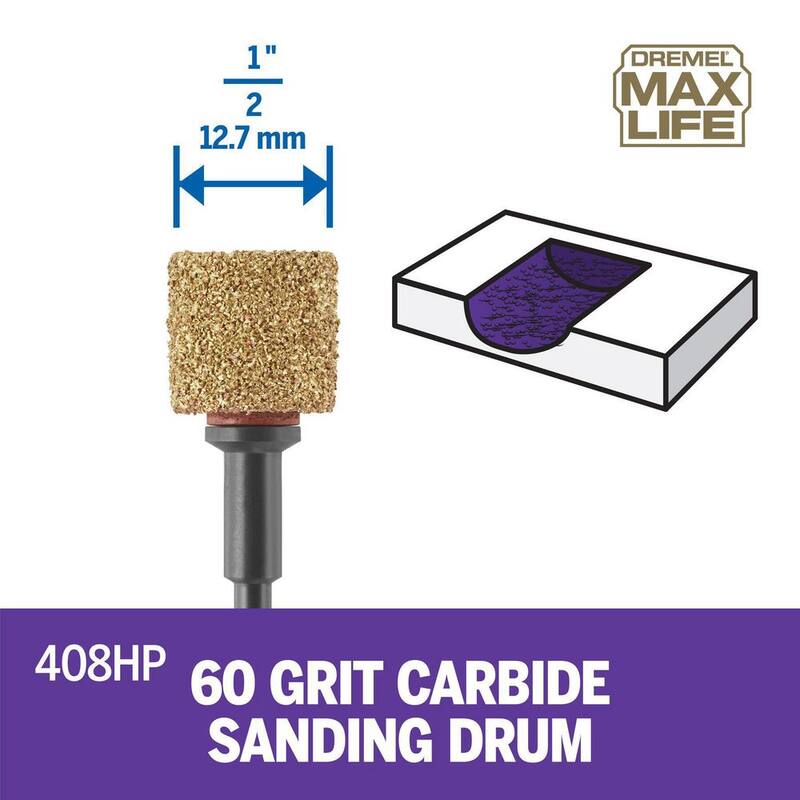 Dremel Max Life 60 Grit Carbide Rotary Sanding Drum - 408HP