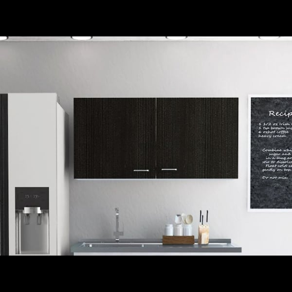 Tuhome Napoles Wall Cabinet, Two Shelves, Double Door, Black - MLV4449