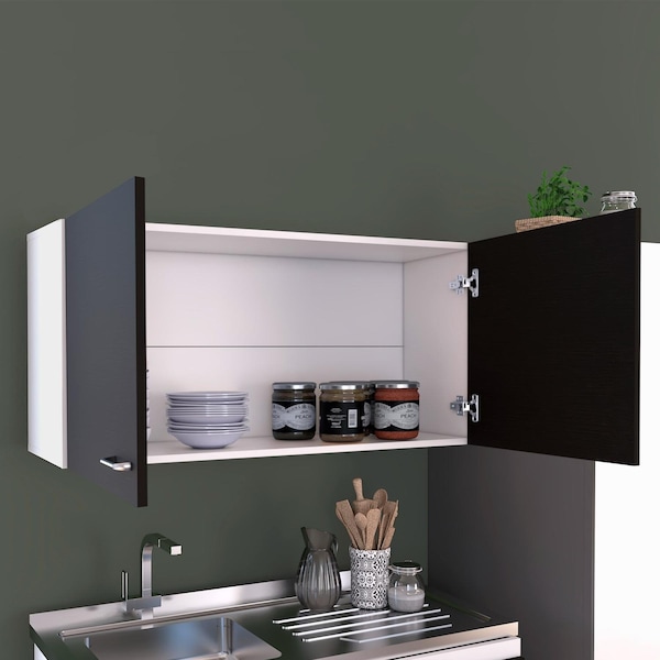Tuhome Napoles Wall Cabinet, Two Shelves, Double Door, Black - MLV4449