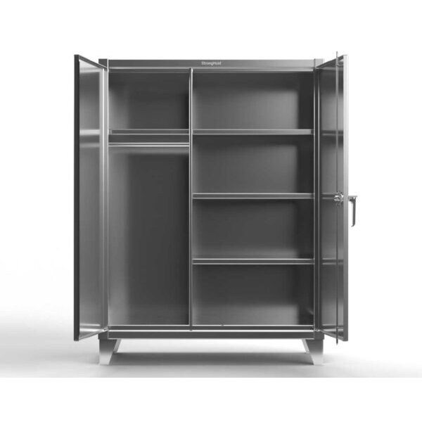 Strong Hold Steel Wardrobe Cabinet, 60" W, 66" H - 55-W-244-SS