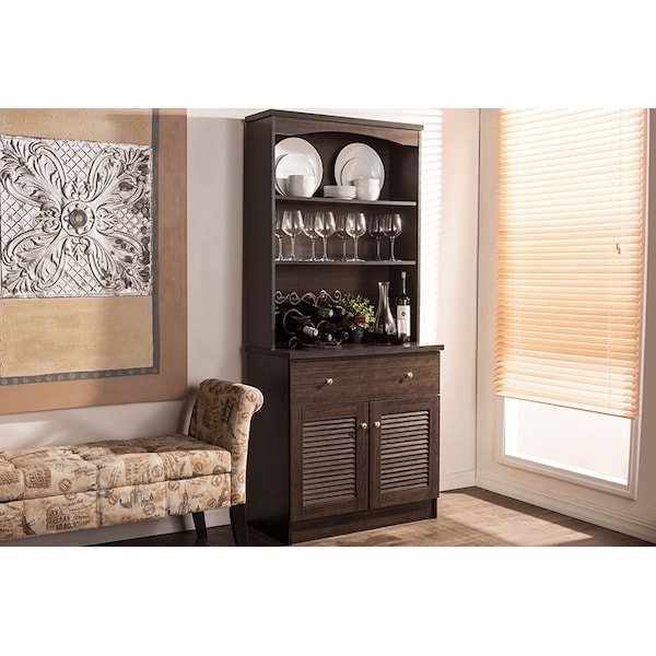 Baxton Studio Agni Modern Dark Brown Buffet and Hutch Kitchen Cabinet - 119-6493