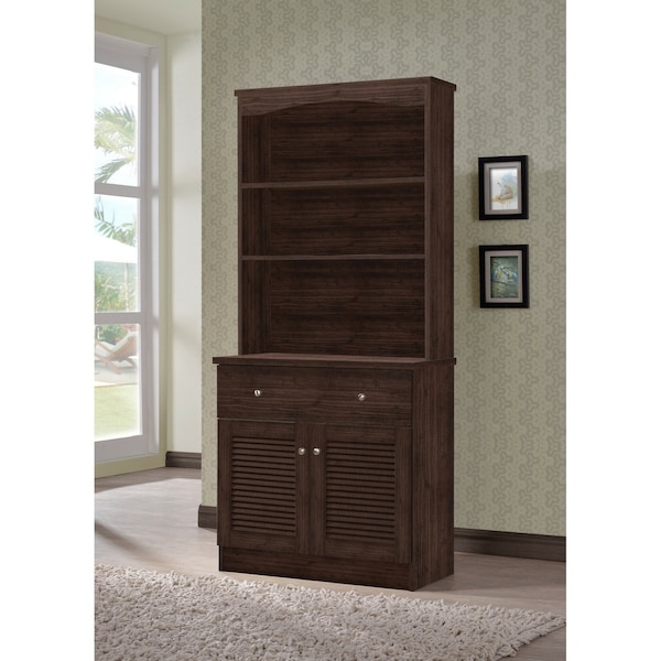Baxton Studio Agni Modern Dark Brown Buffet and Hutch Kitchen Cabinet - 119-6493