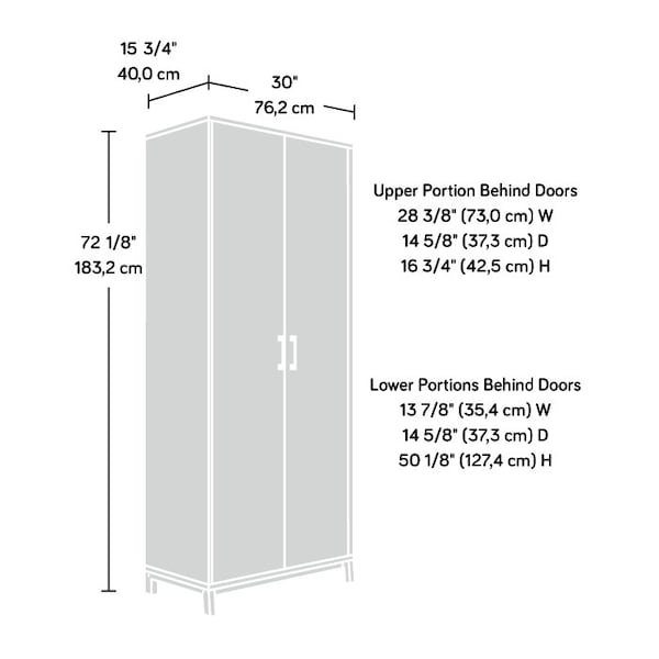 Sauder North Avenue Storage Cabinet Wh , Four adjustable shelves for versatile storing - 427658