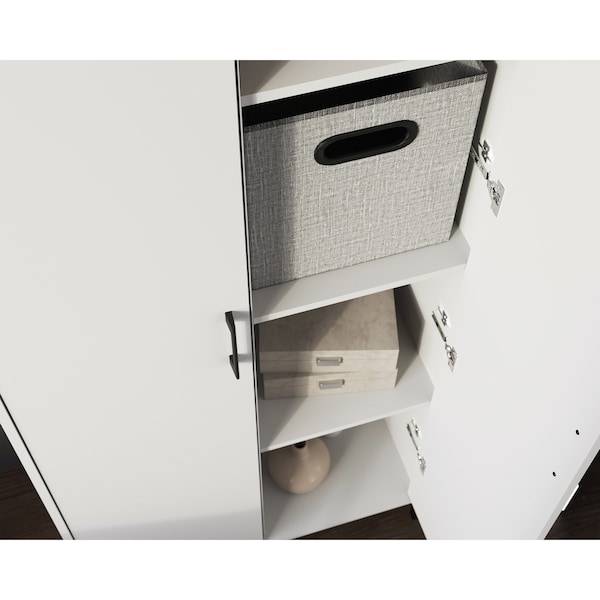 Sauder North Avenue Storage Cabinet Wh , Four adjustable shelves for versatile storing - 427658