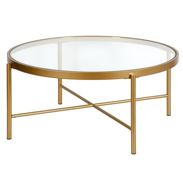 Hudson & Canal Henn Hart Duxbury Brass Coffee Table - 16 x 36 x 36 in. - CT0598