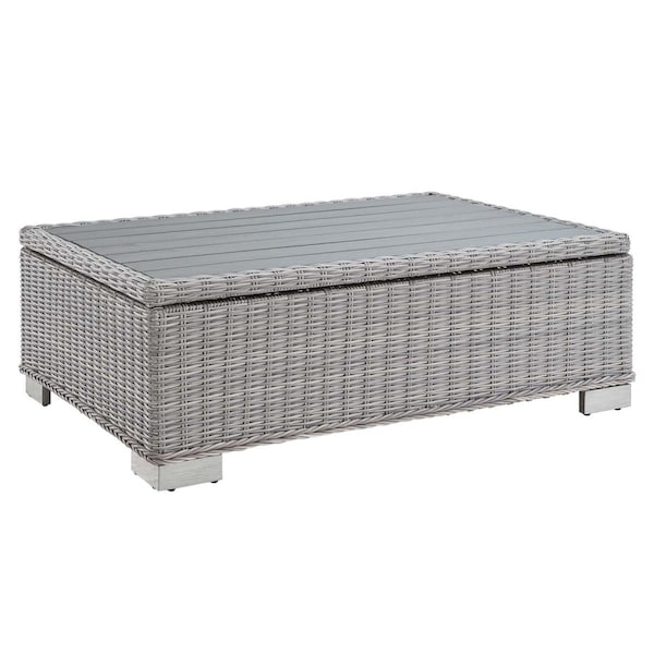 Modway Furniture 45 in. Conway Outdoor Patio Wicker Rattan Coffee Table, Light Gray - EEI-3982-LGR