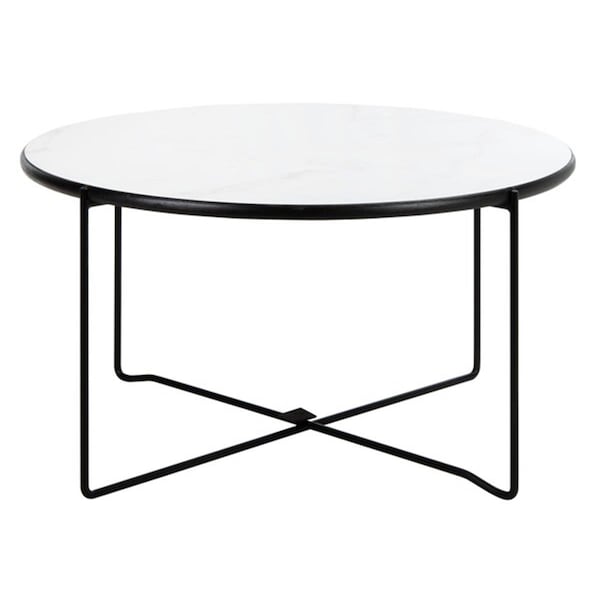 Safavieh Wrena Round Coffee Table White Marble & Black - COF4209A