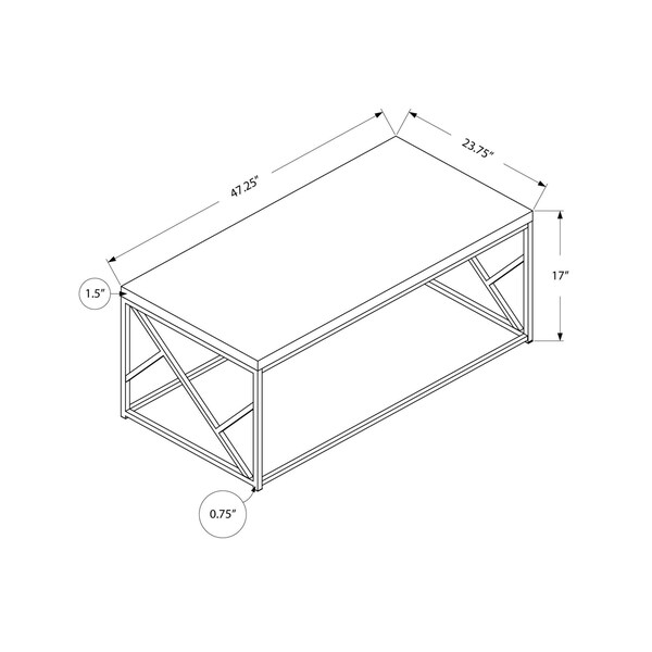 Homeroots 17 in. Grey Cement Particle BoardLaminate & Chrome Metal Coffee Table - 333172