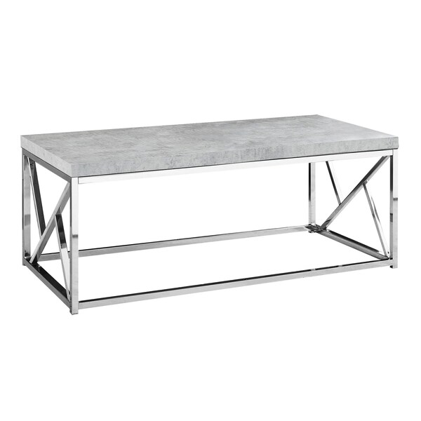 Homeroots 17 in. Grey Cement Particle BoardLaminate & Chrome Metal Coffee Table - 333172