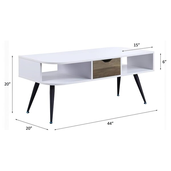 Acme Wooden Coffee Table with Storage in White and Black - ER-0143WH