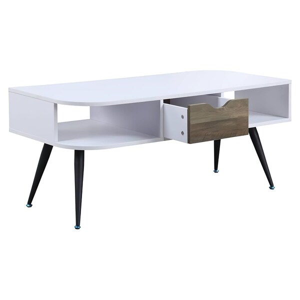 Acme Wooden Coffee Table with Storage in White and Black - ER-0143WH