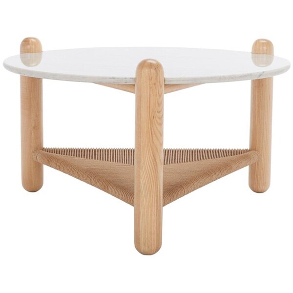 Safavieh Macianna Woven Shelf Coffee Table, Natural & White - 1 Box of 2 - SFV4146B-2BX