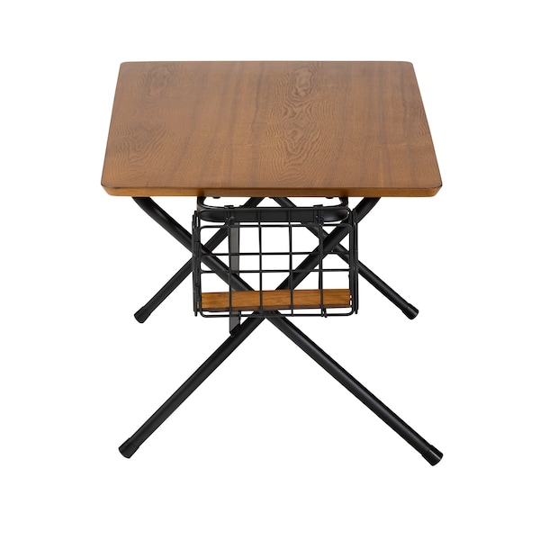 Baxton Studio Mariela Natural Brown and Black Low Profile Coffee Table with Basket - 221-12739-ZORO