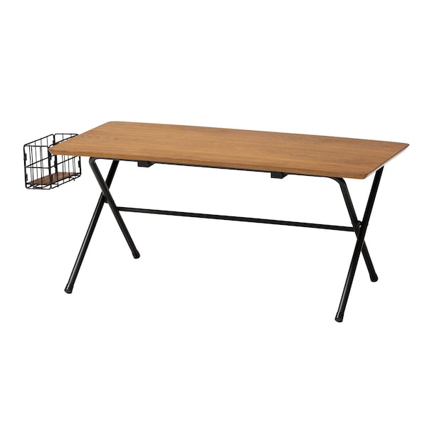 Baxton Studio Mariela Natural Brown and Black Low Profile Coffee Table with Basket - 221-12739-ZORO