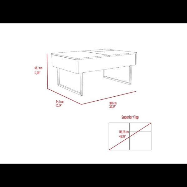 Tuhome Beyond Lift Top Coffee, Two Legs, One Drawer, Espresso/Onyx - MCX6258
