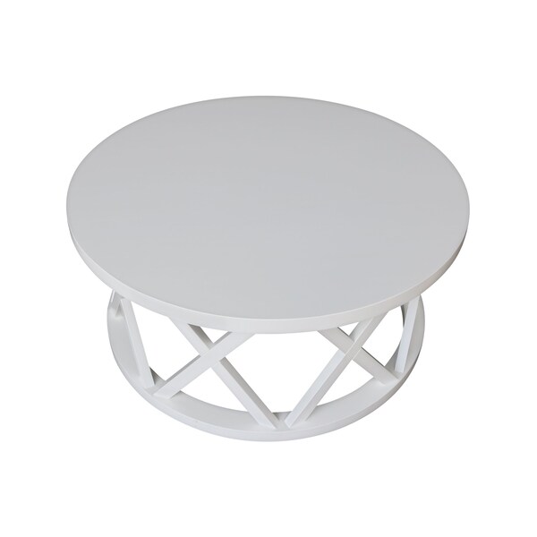 International Concepts Round Ceylon Coffee Table, 40 in W X 40 in L X 18 in H, Wood, White - OT08-46CR