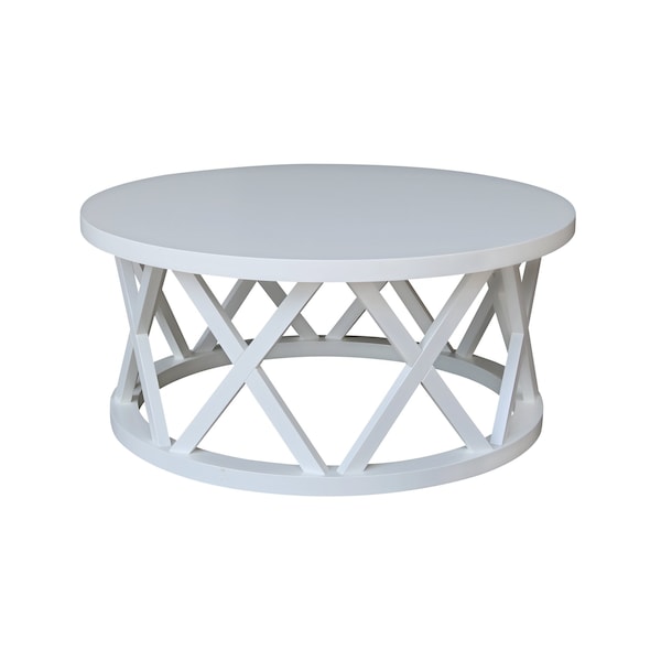 International Concepts Round Ceylon Coffee Table, 40 in W X 40 in L X 18 in H, Wood, White - OT08-46CR