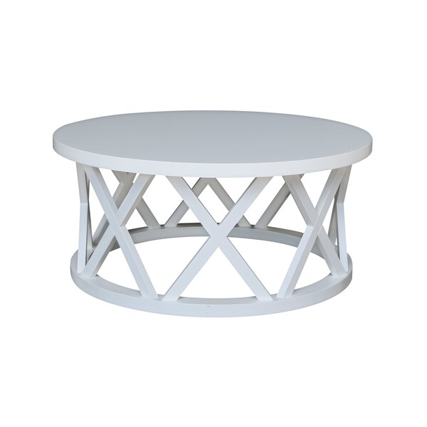 International Concepts Round Ceylon Coffee Table, 40 in W X 40 in L X 18 in H, Wood, White - OT08-46CR