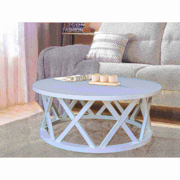 International Concepts Round Ceylon Coffee Table, 40 in W X 40 in L X 18 in H, Wood, White - OT08-46CR