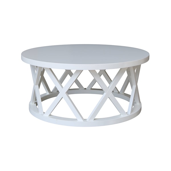 International Concepts Round Ceylon Coffee Table, 40 in W X 40 in L X 18 in H, Wood, White - OT08-46CR