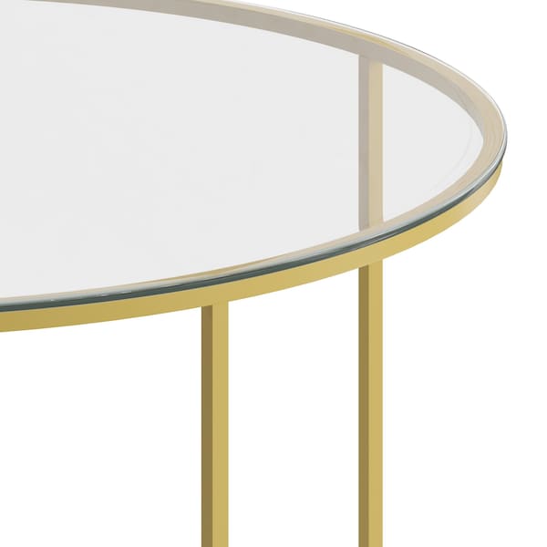 Flash Furniture Greenwich Collection Coffee Table - Modern Clear Glass Accent Table with Crisscross Brushed Gold Frame - NAN-JH-1786CT-GG