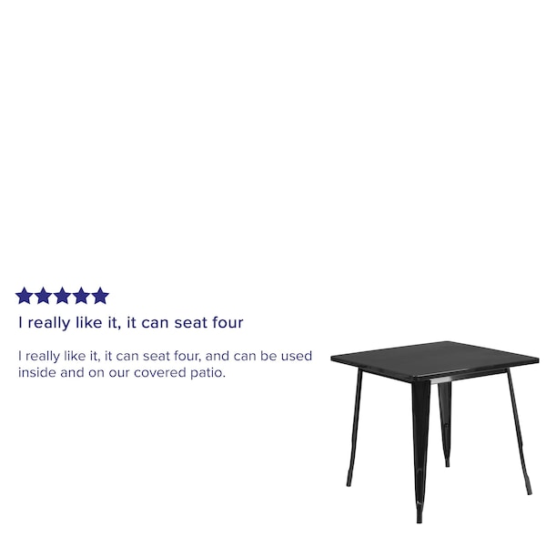 Flash Furniture Black Metal Table, 31.5SQ - ET-CT002-1-BK-GG