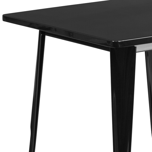 Flash Furniture Black Metal Table, 31.5SQ - ET-CT002-1-BK-GG