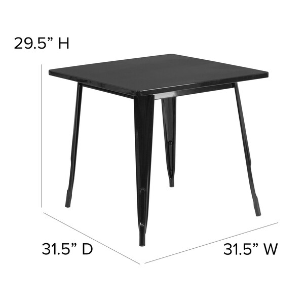 Flash Furniture Black Metal Table, 31.5SQ - ET-CT002-1-BK-GG