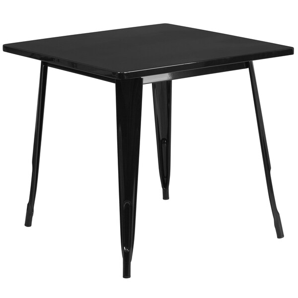 Flash Furniture Black Metal Table, 31.5SQ - ET-CT002-1-BK-GG
