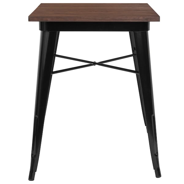 Flash Furniture Chair, Sq Indoor Table, Black Metal, 23.5" - CH-31330-29M1-BK-GG